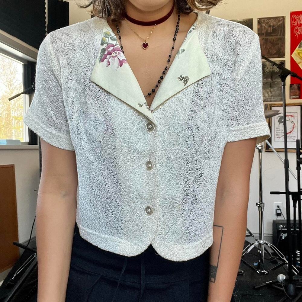 Grandma cottagecore croptop cute white